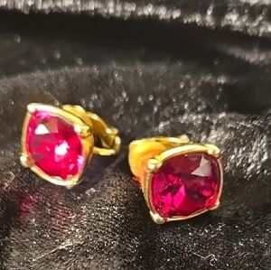 Gold and Red Vintage Swarovski Clip Ons